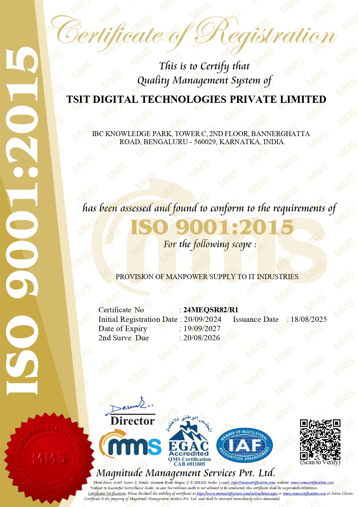 ISO 9001:2015 certificate